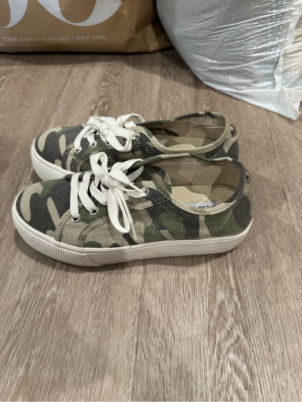 Steve Madden Camo Low-Top Canvas Sneakers in Green and Beige